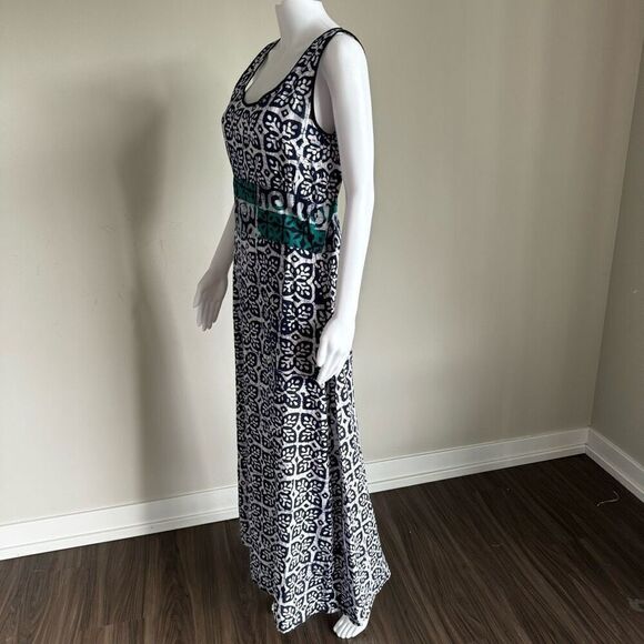 VTG Turquoise & Blue Batik Butterfly Print Maxi Dress - Picture 4 of 7